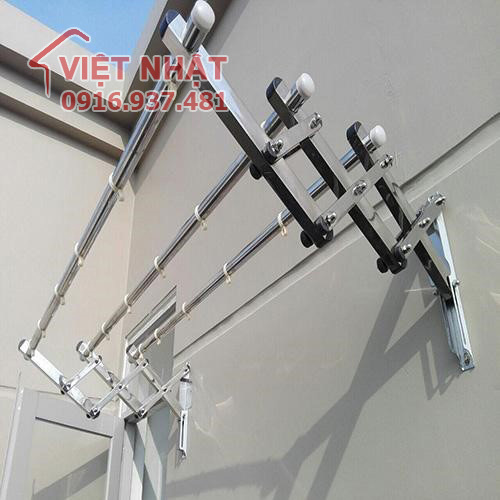 Giàn phơi quần áo xếp kéo ngang gắng tường
