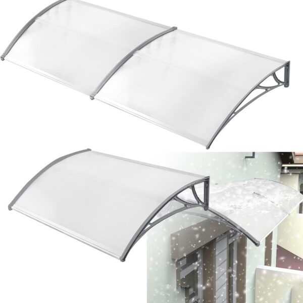 Mái Che Cửa Trước Ngoài Trời, Mái Hiên Cửa Sổ Polycarbonate, 300 x 100 cm, Màu Xám